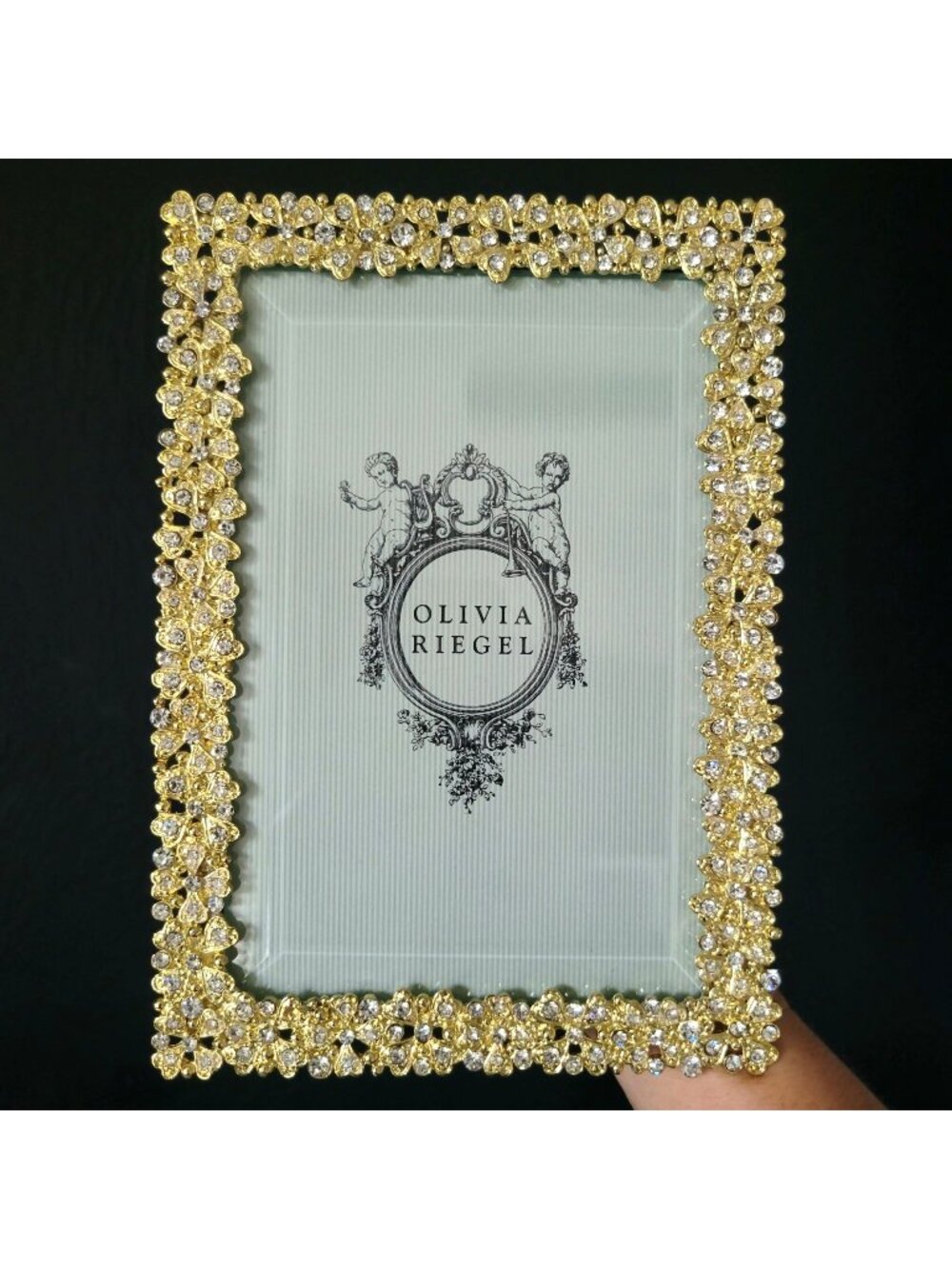 Olivia Riegel Evie Gold Picture Frame European Crystals and Beveled Glass 4x6